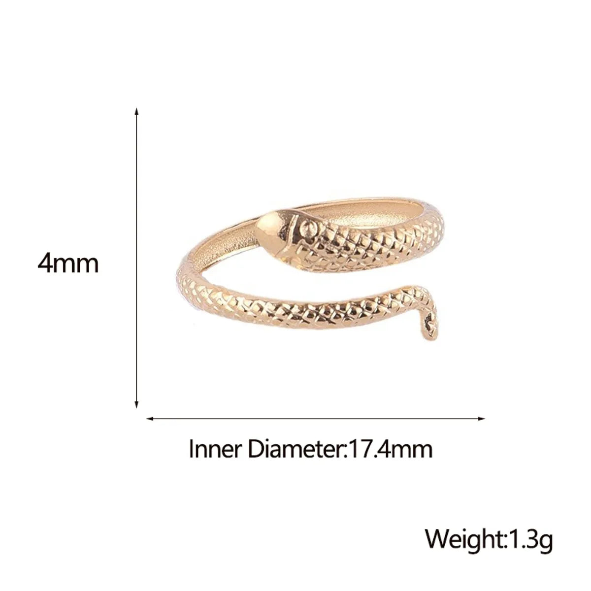 Casual Hip-hop Modern Style Snake Stainless Steel Plating 18k Gold Plated Open Rings