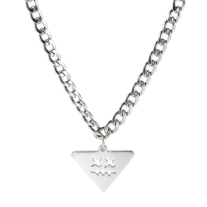 Casual Hip-Hop Punk Triangle Titanium Steel Hollow Out Men'S Pendant Necklace