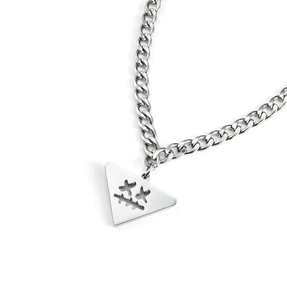 Casual Hip-Hop Punk Triangle Titanium Steel Hollow Out Men'S Pendant Necklace