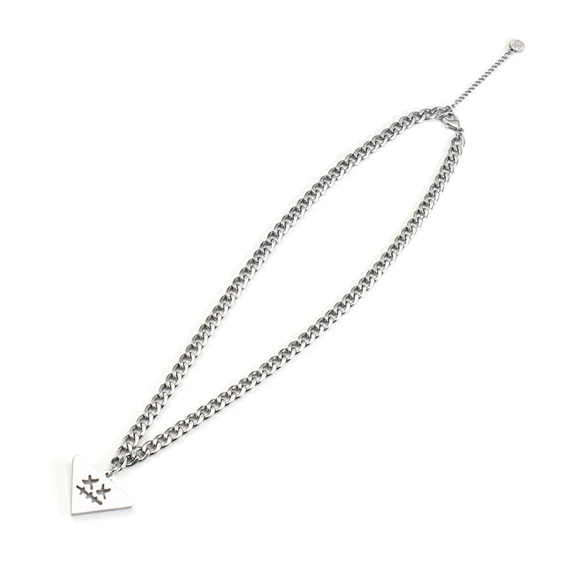 Casual Hip-Hop Punk Triangle Titanium Steel Hollow Out Men'S Pendant Necklace