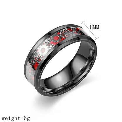 Casual Hip-Hop Retro Gear Stainless Steel Enamel Men'S Rings