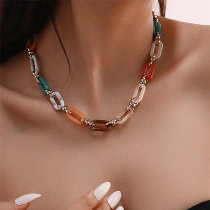 Casual Hip-Hop Retro Solid Color Plastic Chain Unisex Necklace