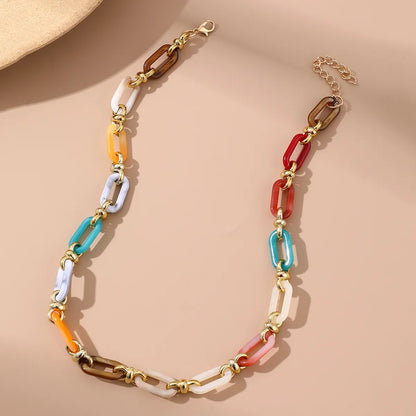 Casual Hip-Hop Retro Solid Color Plastic Chain Unisex Necklace