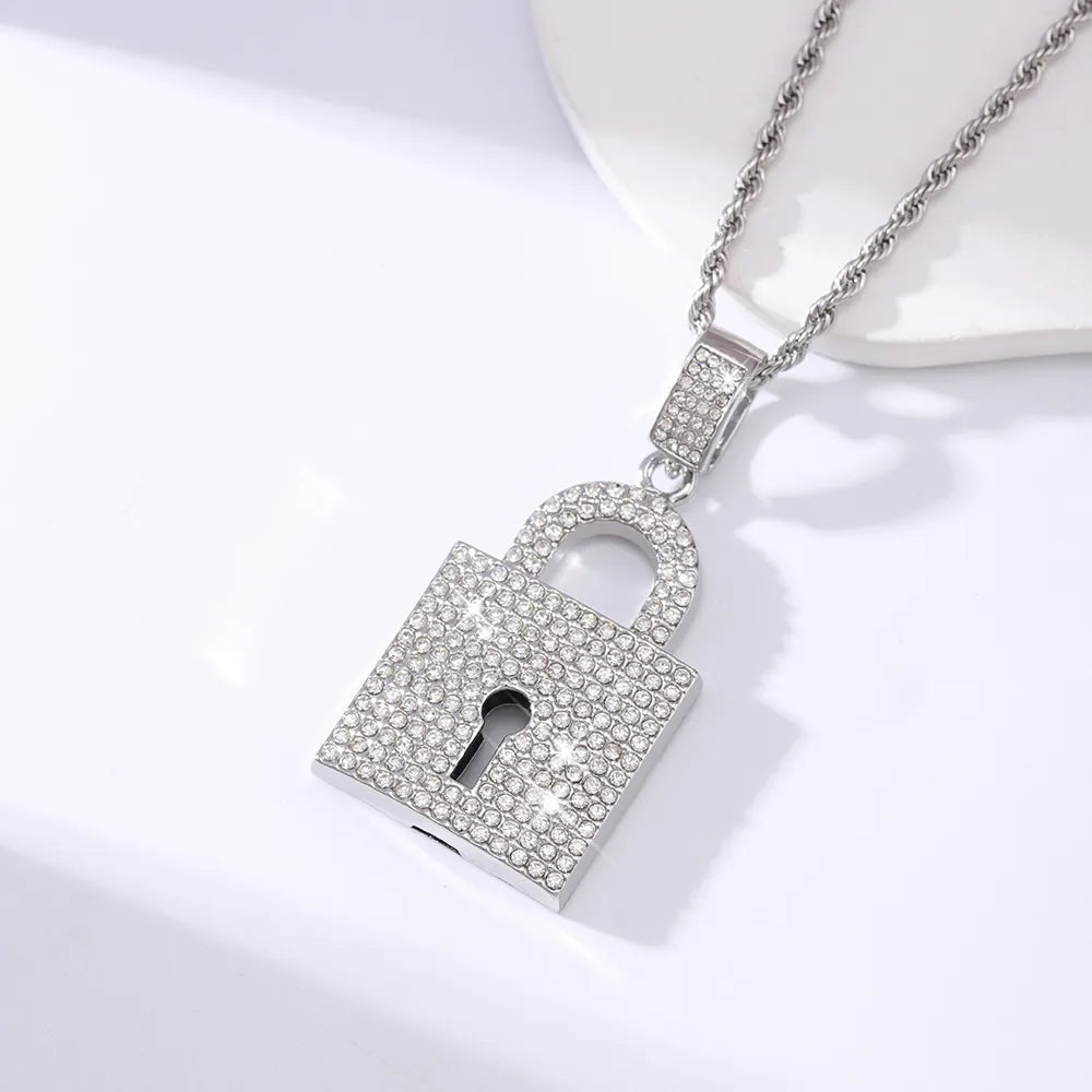 Casual Hip-Hop Rock Lock 201 Stainless Steel Alloy Wholesale Pendant Necklace