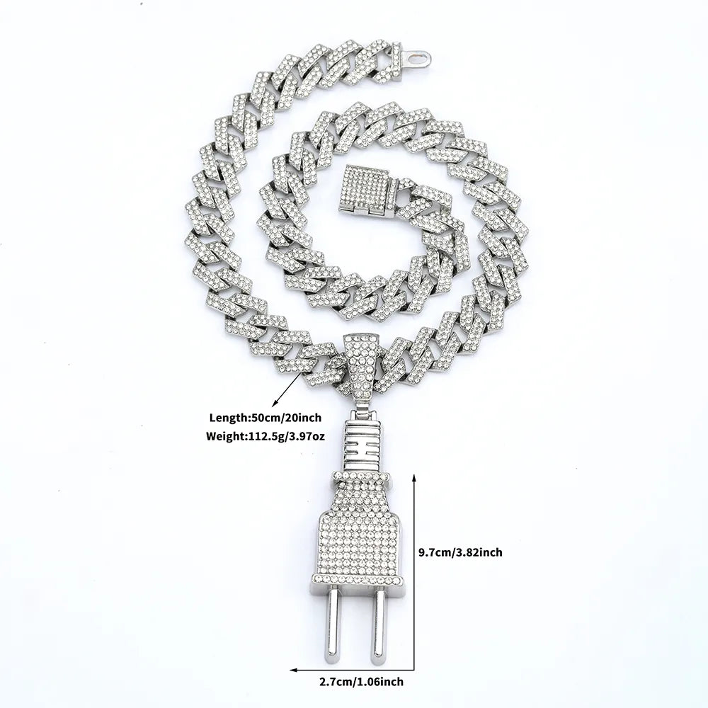 Casual Hip-Hop Rock Plug 201 Stainless Steel Alloy Inlay Rhinestones Unisex Pendant Necklace