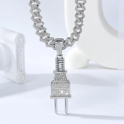 Casual Hip-Hop Rock Plug 201 Stainless Steel Alloy Inlay Rhinestones Unisex Pendant Necklace