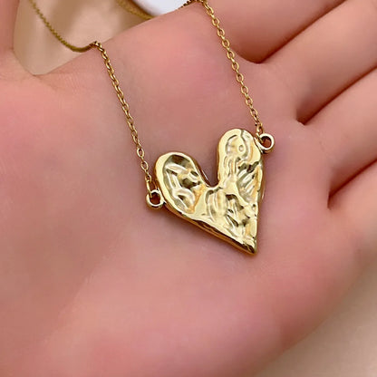 Casual Hip-hop Simple Style Heart Shape Titanium Steel Polishing Plating Gold Plated Pendant Necklace