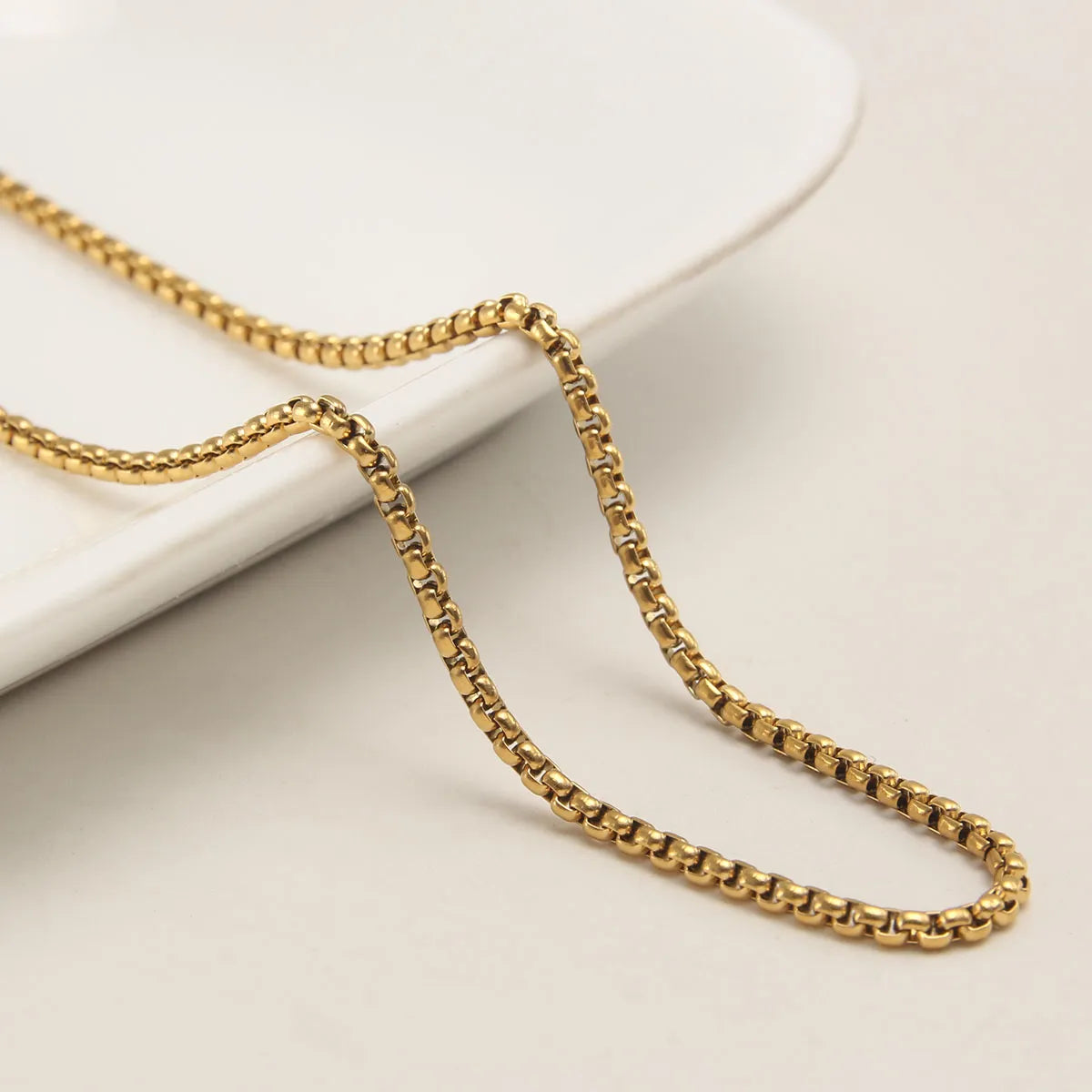 Casual Hip-hop Simple Style Solid Color Stainless Steel Plating Gold Plated Necklace