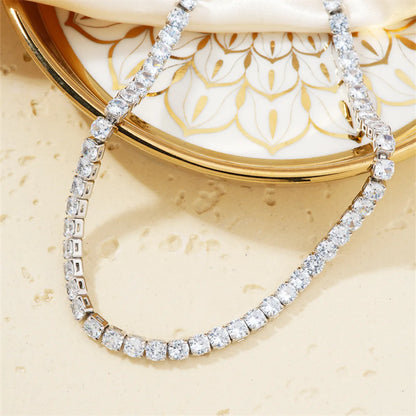 Casual Hip-hop Solid Color Copper Plating Inlay Zircon Silver Plated Necklace