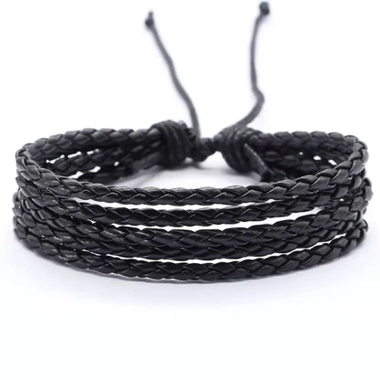 Casual Hip-Hop Solid Color Pu Leather Men'S Bracelets