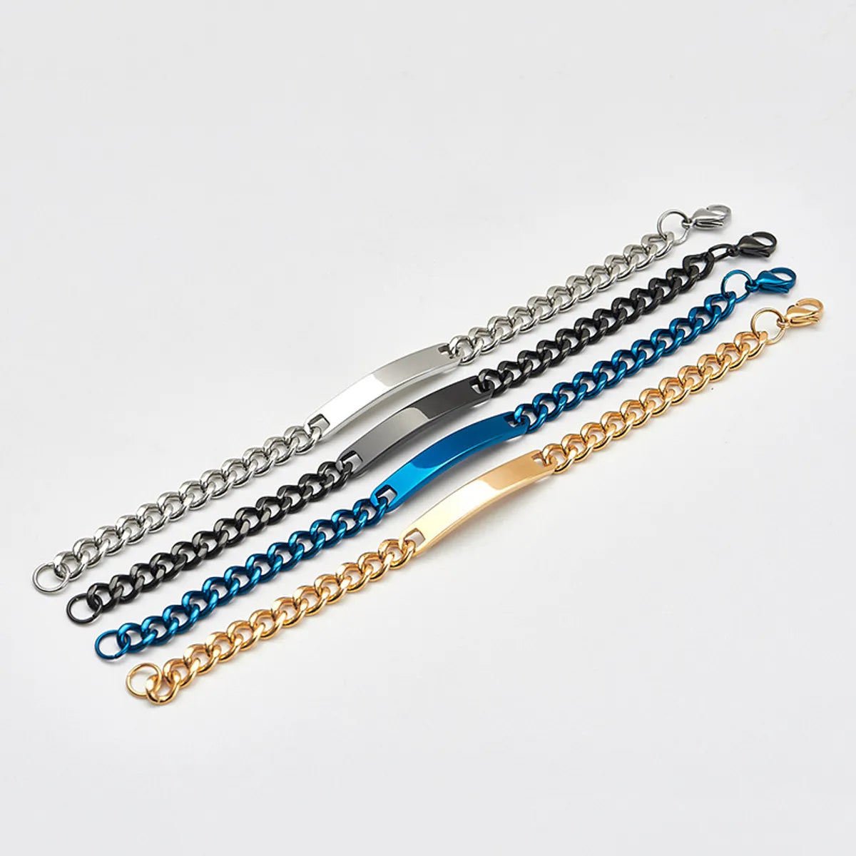 Casual Hip-Hop Solid Color Titanium Steel Chain Couple Bracelets