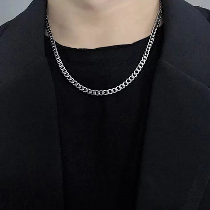 Casual Hip-Hop Solid Color 304 Stainless Steel Titanium Steel Men'S Layered Necklaces