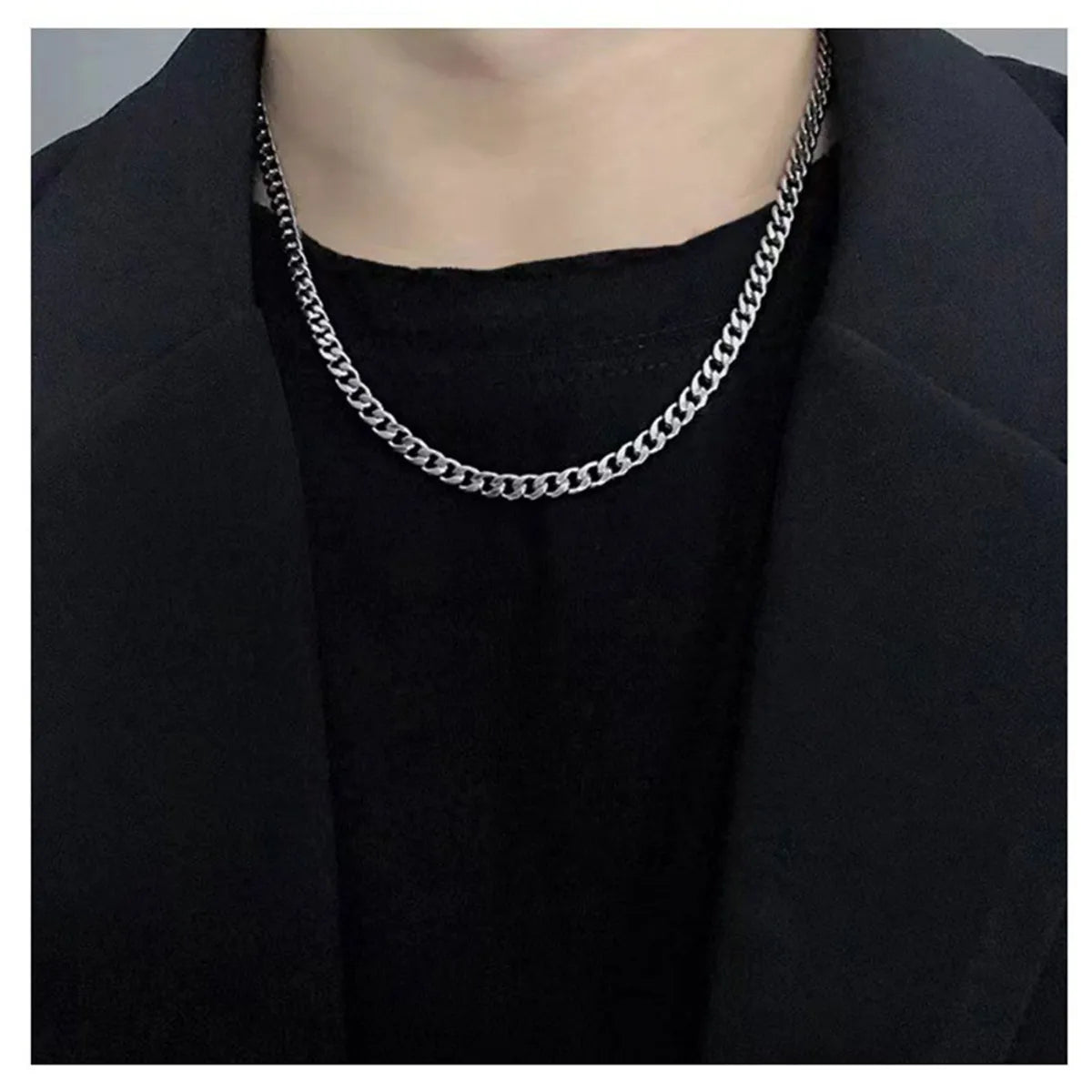 Casual Hip-Hop Solid Color 304 Stainless Steel Titanium Steel Men'S Layered Necklaces