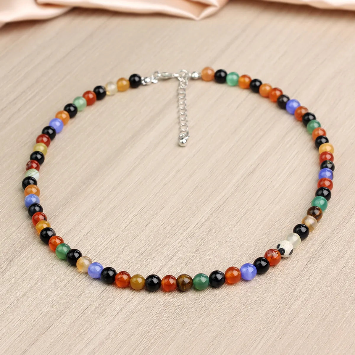 Casual Hip-Hop Vacation Round Alloy Natural Stone Necklace In Bulk