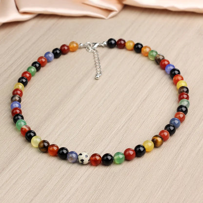 Casual Hip-Hop Vacation Round Alloy Natural Stone Necklace In Bulk