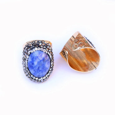 Casual Irregular Agate Brass Natural Stone Wholesale Open Ring