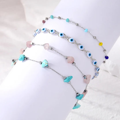 Casual Irregular Devil's Eye Alloy Turquoise Stone Unisex Bracelets 1 Piece