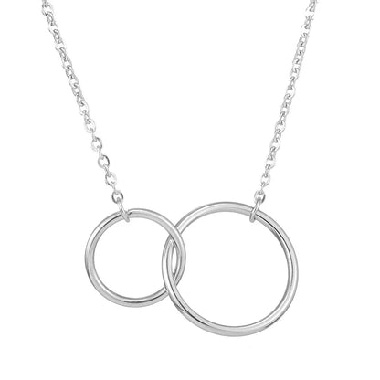 Casual Lady Double Ring Titanium Steel Pendant Necklace