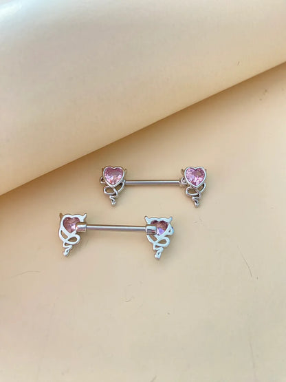 Casual Lady Heart Shape Stainless Steel Alloy Inlay Zircon Nipple Ring