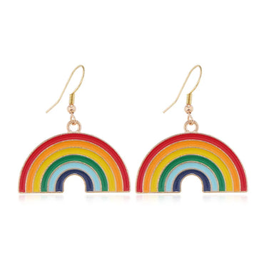 Casual Lady Rainbow Alloy Enamel Plating 14k Gold Plated Women'S Drop Earrings