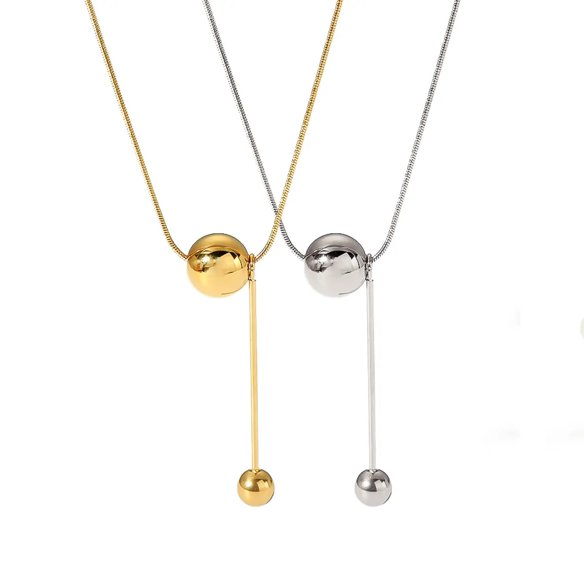 Casual Lady Simple Style Ball Stainless Steel Plating 18k Gold Plated Pendant Necklace