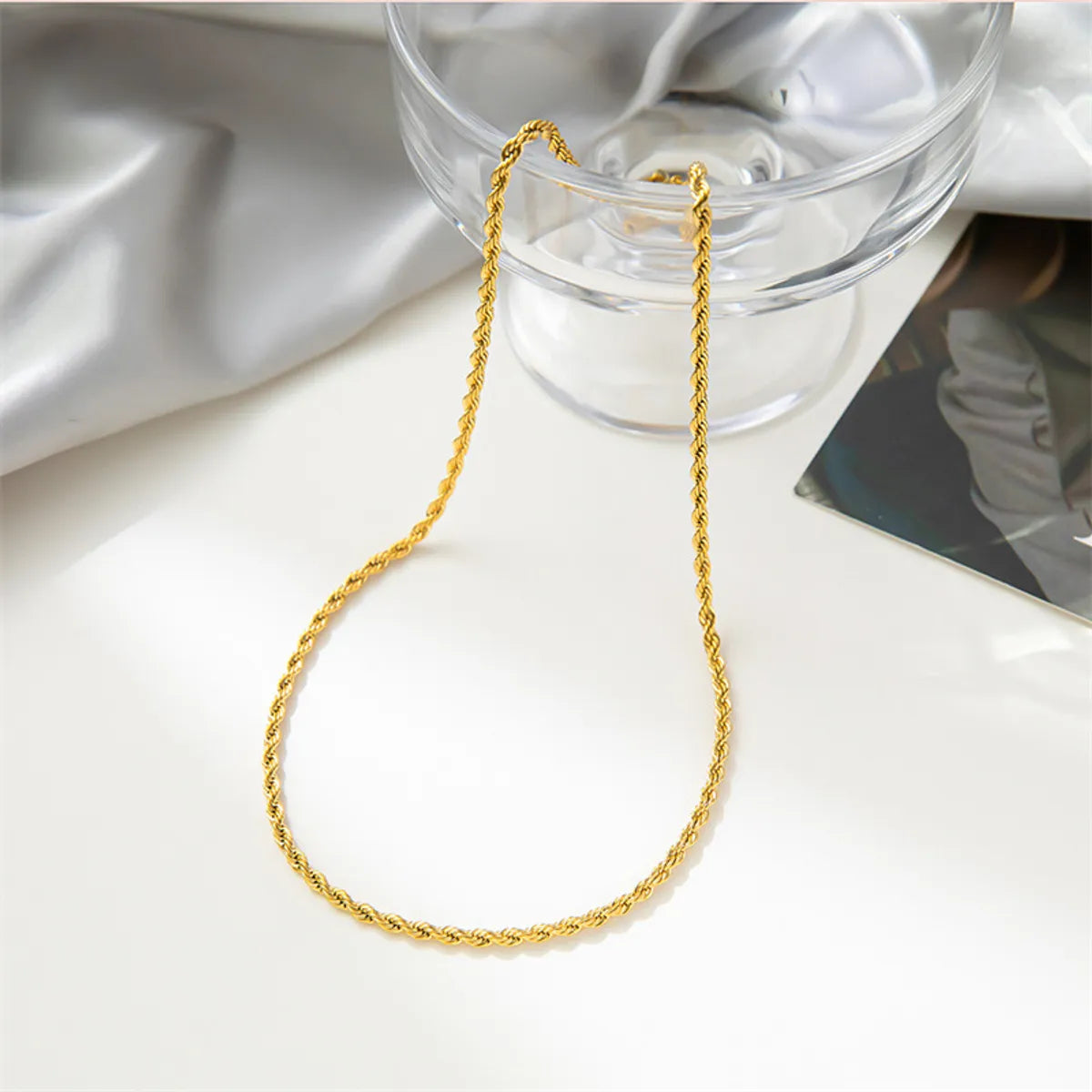 Casual Lady Solid Color Titanium Steel Plating 18k Gold Plated Necklace