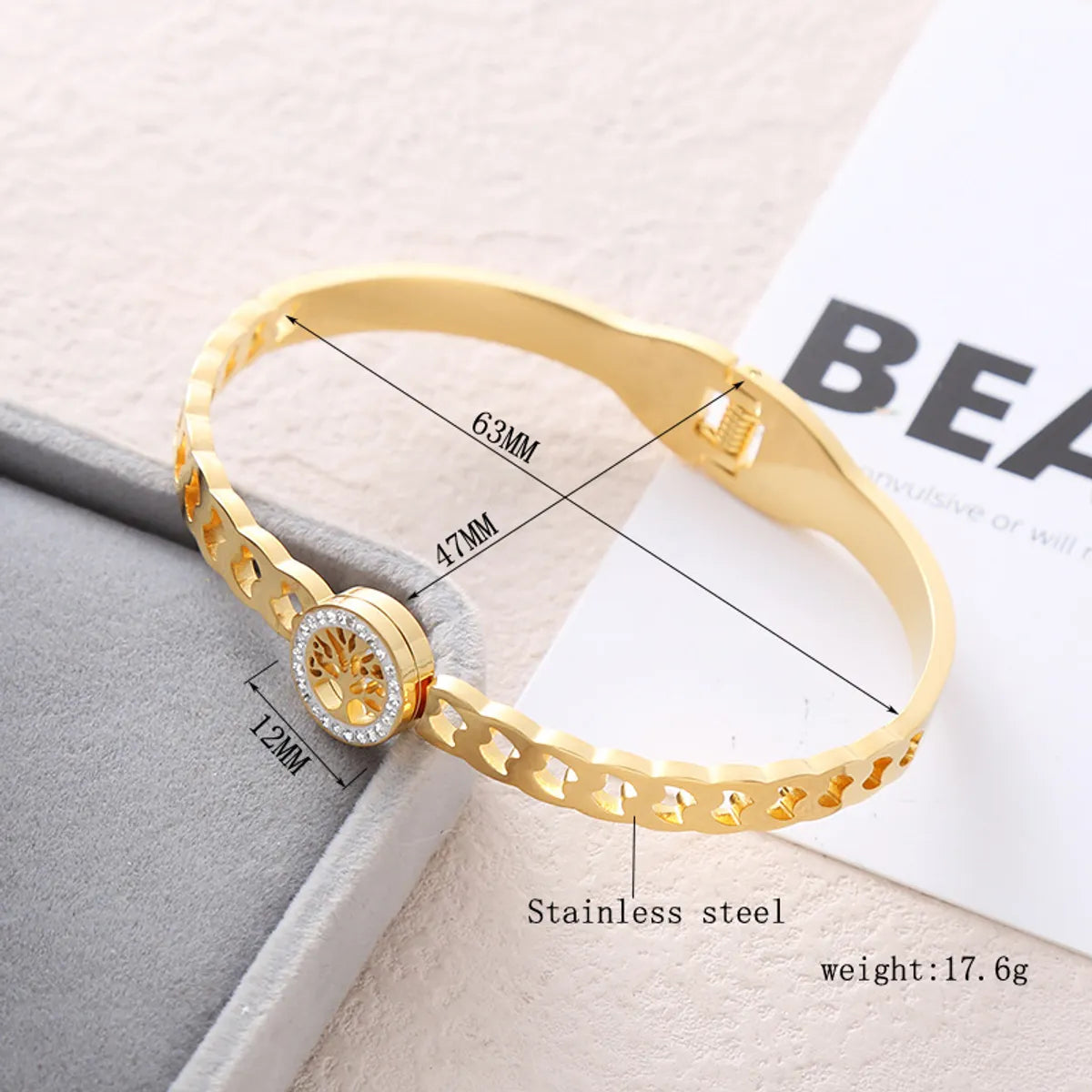 Casual Lady Streetwear Tree Stainless Steel Plating Inlay Zircon Bangle