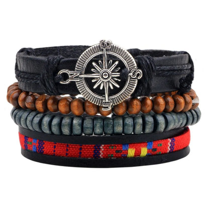 Casual Letter Feather Wings Pu Leather Alloy Beaded Patchwork Men'S Bracelets