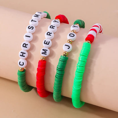 Casual Letter Soft Clay Beaded Christmas Women's Bracelets