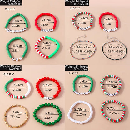 Casual Letter Soft Clay Beaded Christmas Women's Bracelets