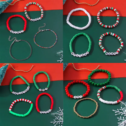 Casual Letter Soft Clay Beaded Christmas Women's Bracelets