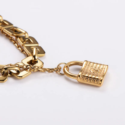 Casual Lock Stainless Steel 18k Gold Plated Layered Necklaces