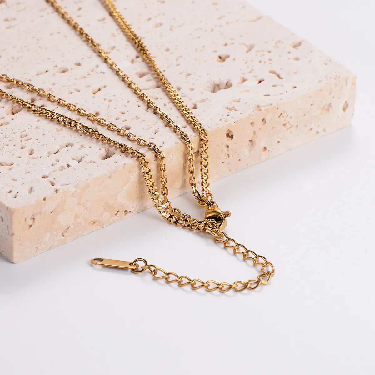 Casual Lock Stainless Steel 18k Gold Plated Layered Necklaces