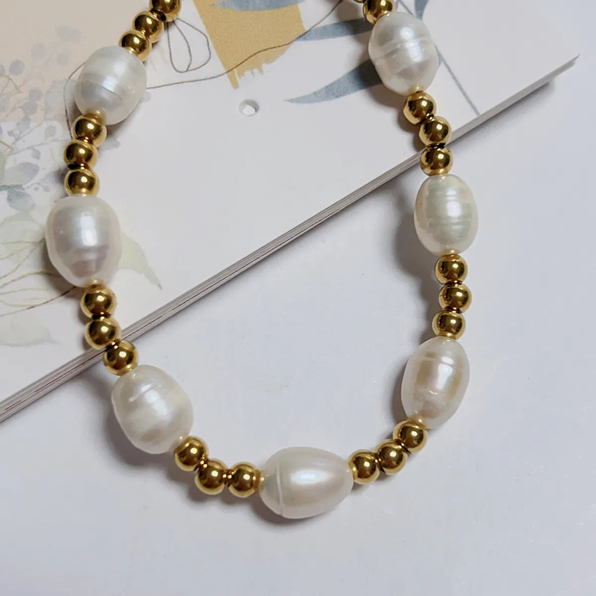 Casual Luxurious Classic Style Geometric Stainless Steel Freshwater Pearl Plating 18k Gold Plated Bracelets