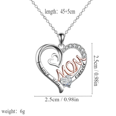 Casual MAMA Simple Style Letter Heart Shape Alloy Hollow Out Inlay Rhinestones Mother'S Day Women'S Pendant Necklace