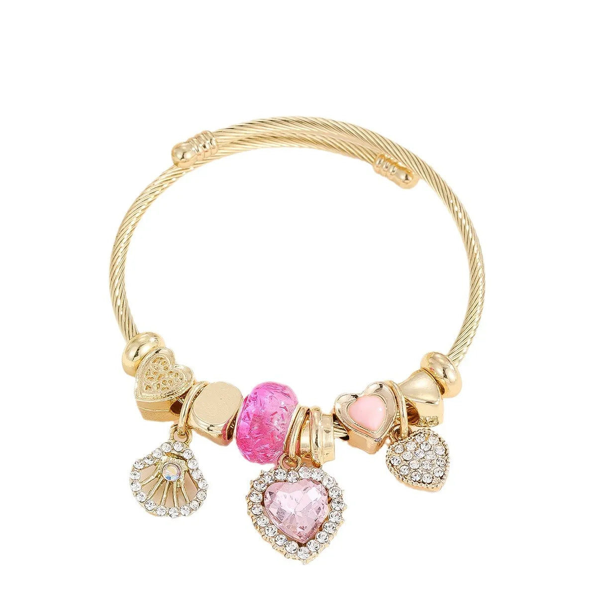 Casual Modern Style Classic Style Bear Owl Key Gold Plated Rhinestones Glass 304 Stainless Steel Alloy Wholesale Bangle