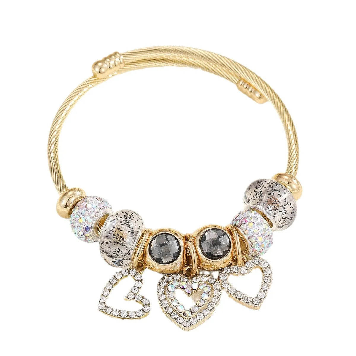 Casual Modern Style Classic Style Bear 304 Stainless Steel Alloy Gold Plated Rhinestones Bangle In Bulk