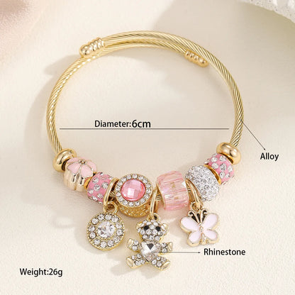 Casual Modern Style Classic Style Bear 304 Stainless Steel Alloy Gold Plated Rhinestones Bangle In Bulk