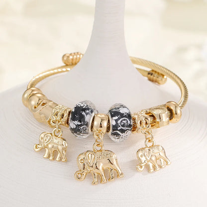 Casual Modern Style Classic Style Bear 304 Stainless Steel Alloy Gold Plated Rhinestones Bangle In Bulk