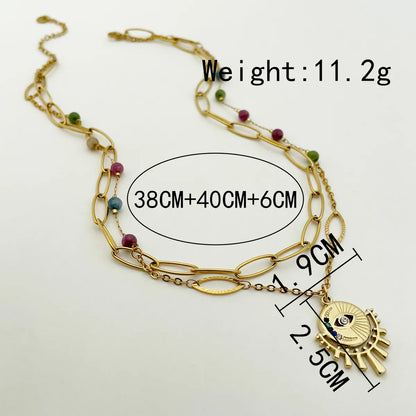 Casual Modern Style Classic Style Devil's Eye Stainless Steel Plating Inlay Zircon Gold Plated Layered Necklaces