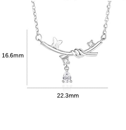 Casual Modern Style Commute Knot Butterfly Sterling Silver Polishing Plating Inlay Zircon Necklace