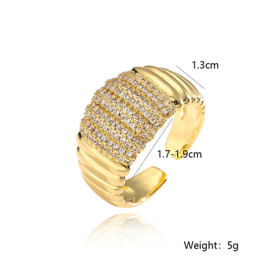 Casual Modern Style Geometric Copper Plating Inlay Zircon 18k Gold Plated Open Rings