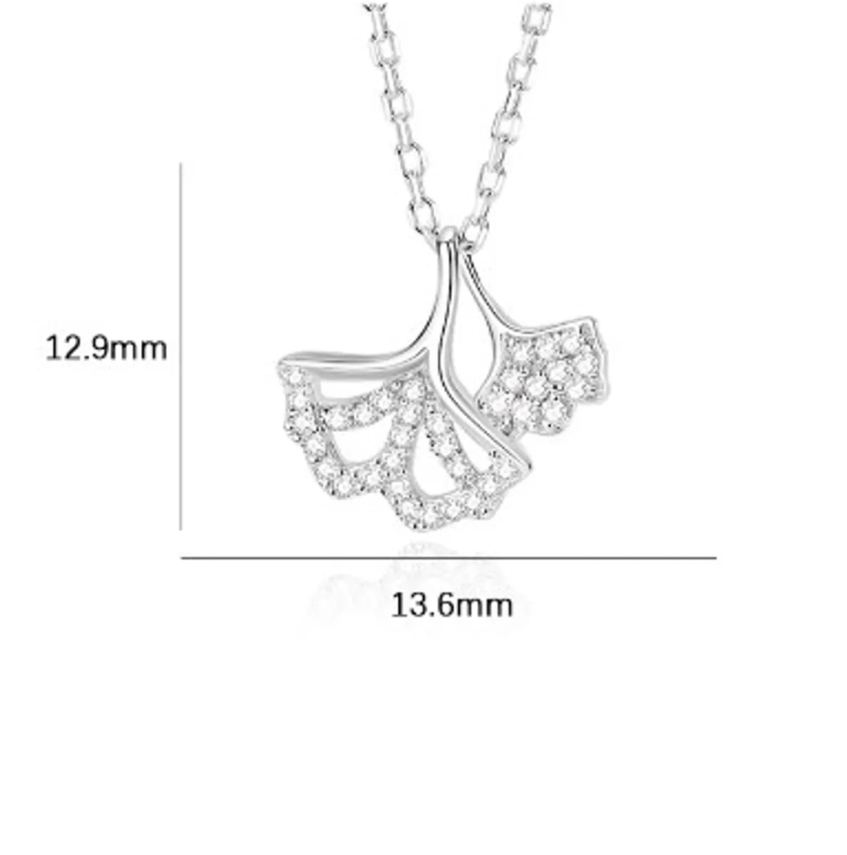 Casual Modern Style Ginkgo Leaf Fish Tail Sterling Silver Polishing Plating Inlay Zircon Pendant Necklace