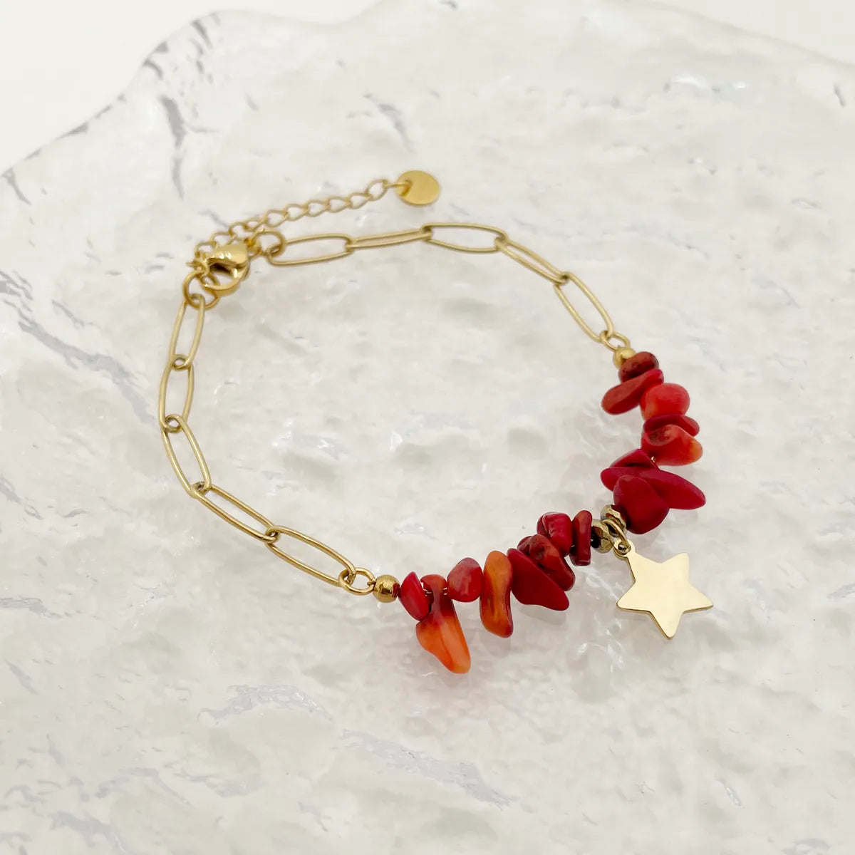 Casual Modern Style Irregular Star Stainless Steel Beaded Plating Gold Plated Bracelets