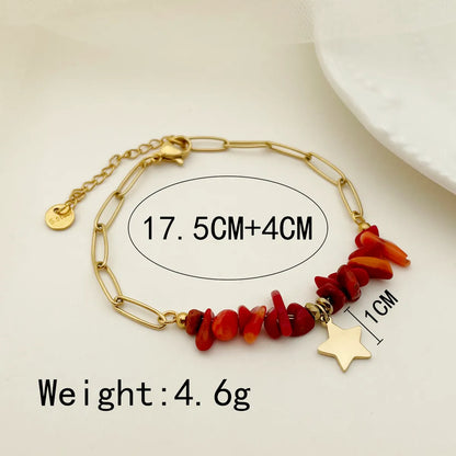 Casual Modern Style Irregular Star Stainless Steel Beaded Plating Gold Plated Bracelets