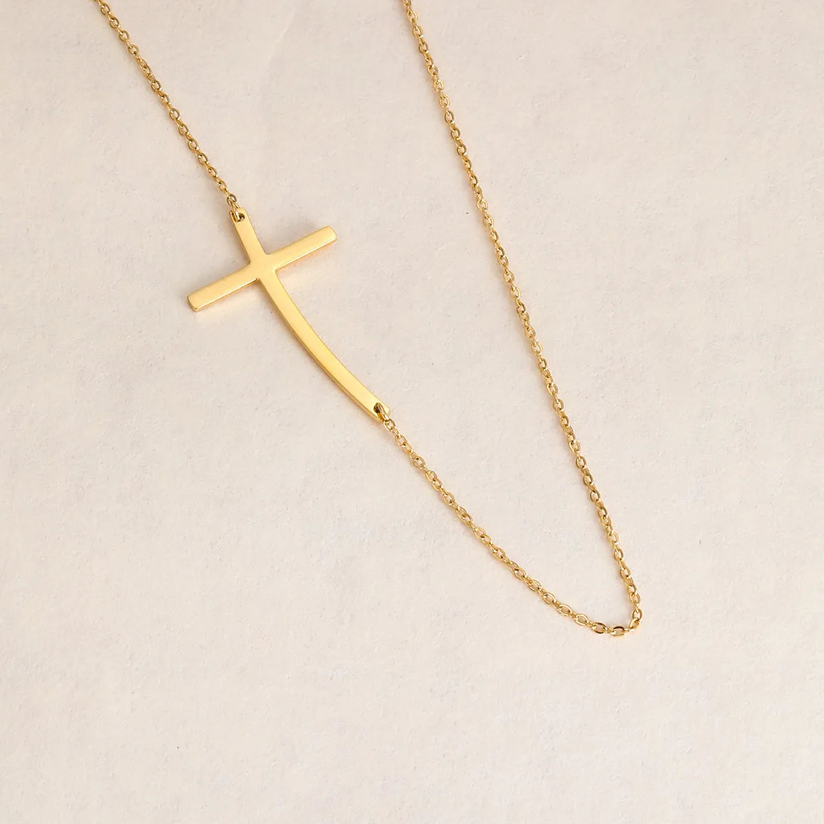 Casual Modern Style Simple Style Cross Stainless Steel 18k Gold Plated Necklace In Bulk