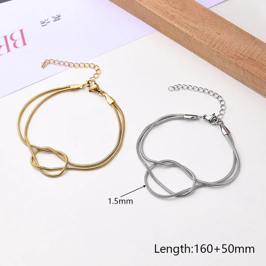 Casual Modern Style Simple Style Knot Solid Color 304 Stainless Steel 18K Gold Plated Bracelets In Bulk