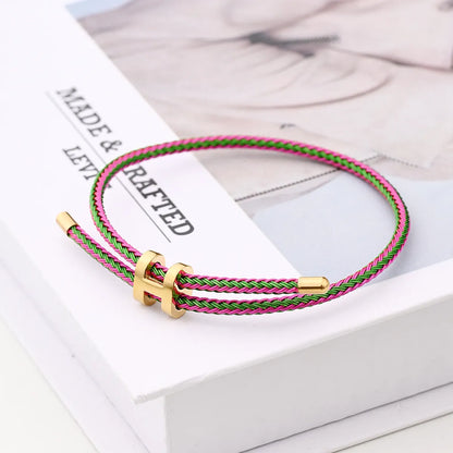 Casual Modern Style Simple Style Letter Colorful Solid Color 18K Gold Plated Stainless Steel Wholesale Wristband