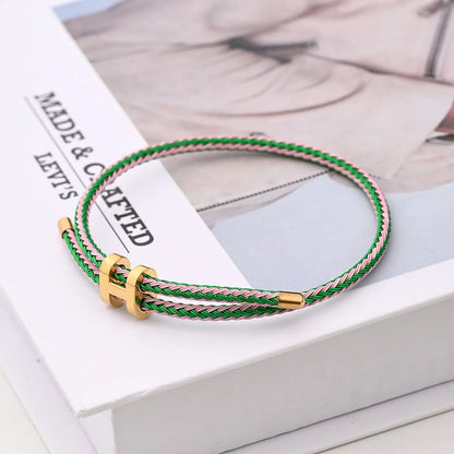 Casual Modern Style Simple Style Letter Colorful Solid Color 18K Gold Plated Stainless Steel Wholesale Wristband