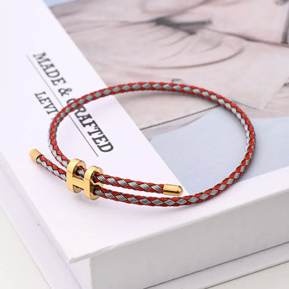 Casual Modern Style Simple Style Letter Colorful Solid Color 18K Gold Plated Stainless Steel Wholesale Wristband